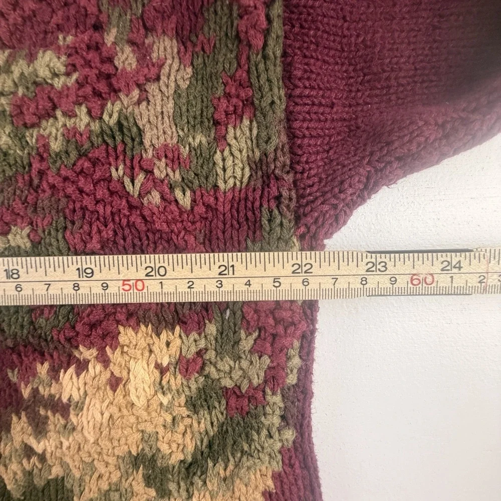Vintage Country Mansion House Hand Knitted Floral Sweater Northern Isle Large - Picture 13 of 16